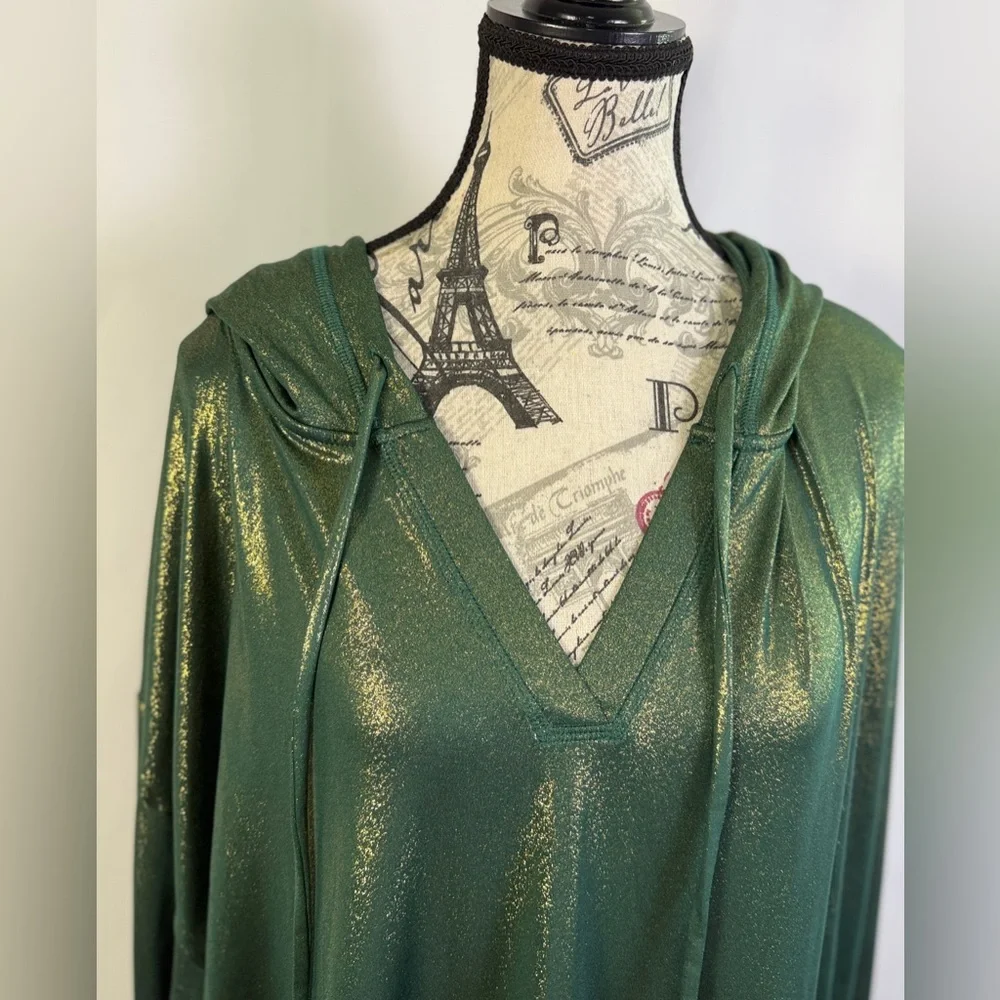 Livi by Lane Bryant Shimmering Green Gold Hoodie ECO Friendly- Plus Size 22/24 - Picture 3 of 15
